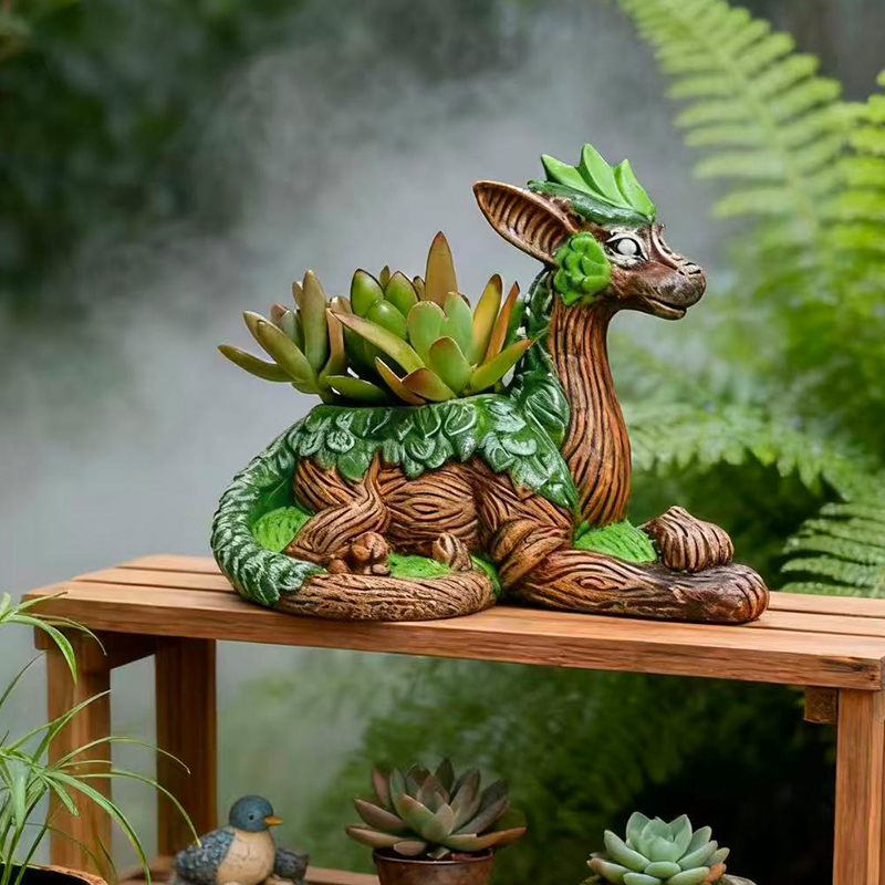 Echeveria Succulent - Kreatywna doniczka w kształcie draka, kwietnik